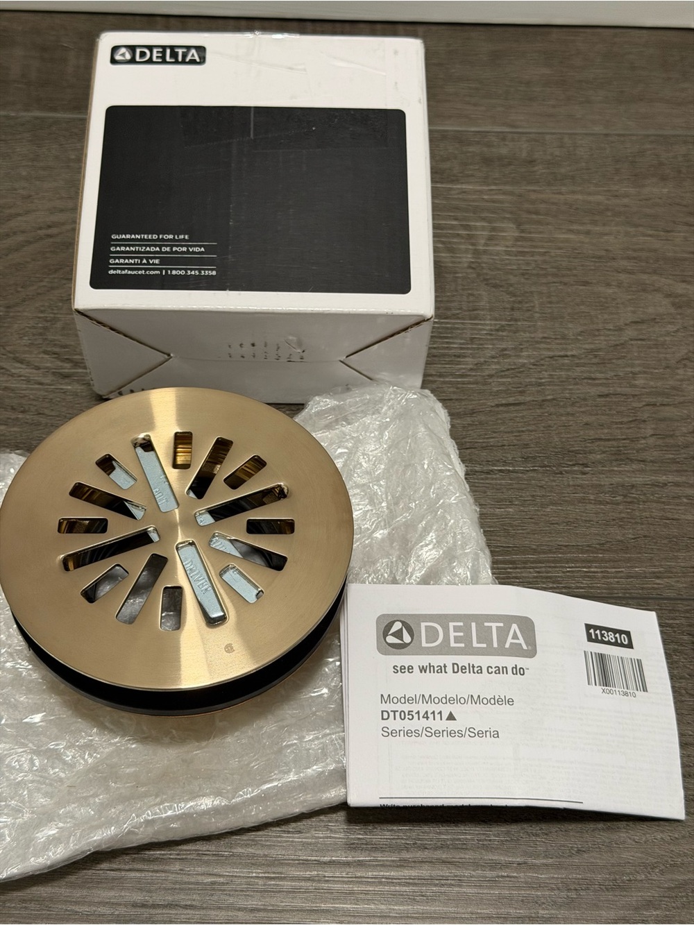 Delta DT051411-CZ , 4" Prefab Round Shower Drain - Champagne Bronze